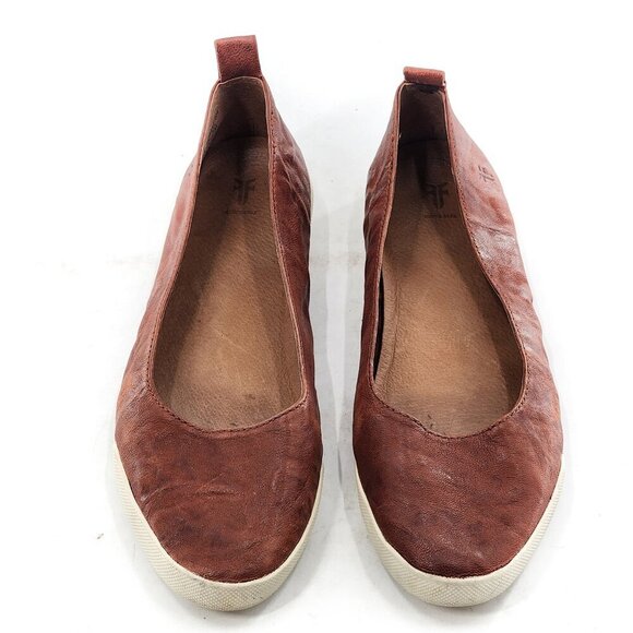 FRYE Melanie Leather Ballet Flat Cognac Brown - Picture 1 of 7